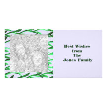 elegant green branches personalised photo card