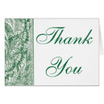 Elegant green Brocade border Thank you note card