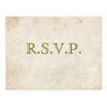 Elegant Green Parchment RSVP Card Post Card