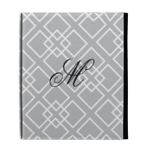 Elegant Grey Monogram Geometric Pattern iPad Folio Covers