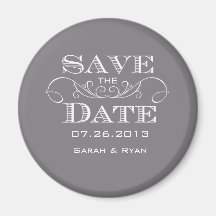 Elegant Grey Save the Date Magnet
