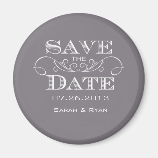 Elegant Grey Save the Date Magnet