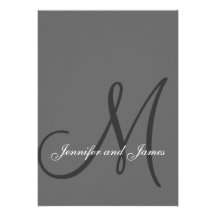 Elegant Grey Wedding Invitations Initial