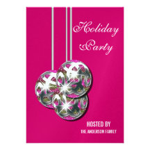 Elegant holiday party baubels PERSONALIZE Personalised Announcements