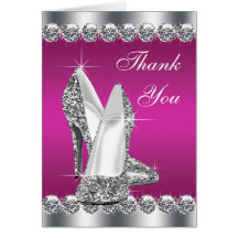 Elegant Hot Pink High Heel Shoe Thank You Cards