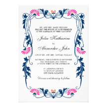 Elegant Leaf Florals and Swirls Wedding Invitation