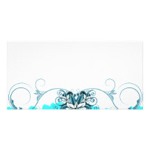 Elegant light blue floral wedding gift photo card