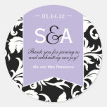 Elegant Lilac Damask Favour Stickers