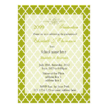 Elegant lime yellow quatrefoil pattern graduation custom announcements