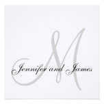 Elegant Linen Monogram Wedding Invitation Grey