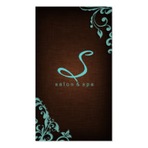 Elegant Linen Salon Spa Floral Brown Blue Business Card Templates