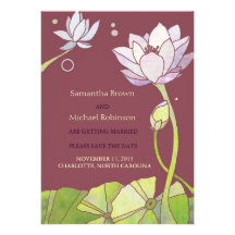 Elegant Lotus Wedding Save the Date Invitations