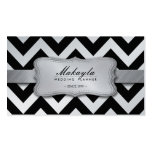 Elegant Metallic Silver and Black Chevron Pattern Business Cards