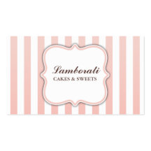 Elegant Modern Cute Pink and White Stripes Business Card Template