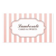 Elegant Modern Cute Pink and White Stripes Business Card Template