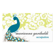 Elegant Modern Damask Peacock Business Cards