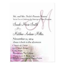 Elegant Monogram Clematis Wedding Invitation Postcards