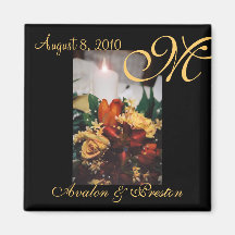 Elegant Monogram Floral Save The Date Magnet