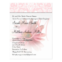 Elegant Monogram Pink Daisy Wedding Invitation Post Cards