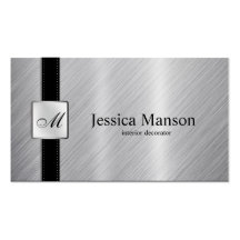 Elegant Monogram Stainless Steel Business Cards