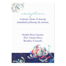 Elegant Mum Flower Wedding Reception Card(3.5x2.5) Business Card