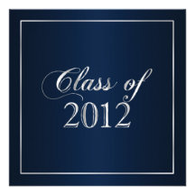 Elegant Navy and Silver Class of 2012 Invitation
