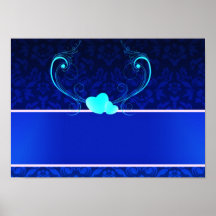 Elegant navy blue damask wedding gift posters