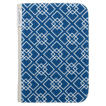 Elegant Navy Blue Geometric Pattern Kindle Case
