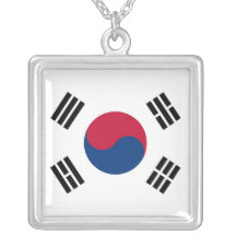 Elegant Necklace with Flag of South Korea