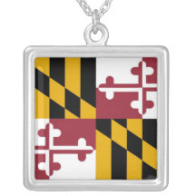 Elegant Necklace with Flag of the Maryland