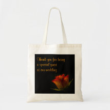 Elegant Orange and Yellow Rose Wedding Tote Bags