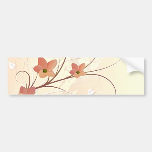 elegant orange flowers swirl design bumper stickers