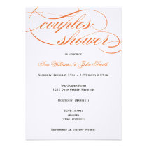 Elegant Orange Script Couples Shower Invitation invitations