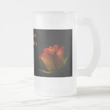 Elegant Orange Yellow Rose Brides Wedding Glass Coffee Mug