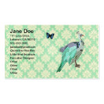 Elegant Painted Peacock Mint Julep Damask Card Business Card Templates