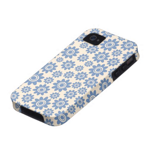 Elegant pale blue cream whimsical flower pattern vibe iPhone 4 cover