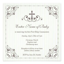 Elegant pale green christening/baptism invitation