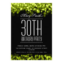 Elegant Party Invitation Sparkling Lights Green