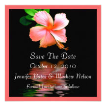 Elegant Peach Hibiscus Save the Date Announcements