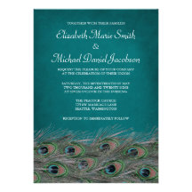 Elegant Peacock Feathers Wedding Invitation