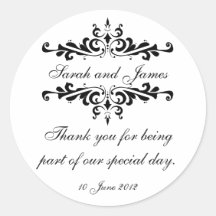 Elegant Personalised Thank You Wedding Sticker