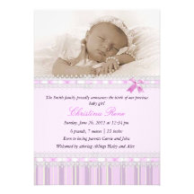 Elegant Photo Birth Announcement - Pink