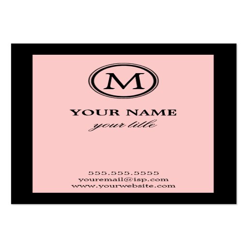 Elegant Pink and Black Monogram Business Cards