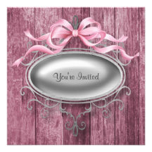 Elegant Pink Barn Wood Party Invitation Template