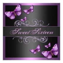 Elegant Pink Butterfly Sweet16 Birthday Invite