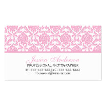 Elegant Pink Damask Pattern Business Card