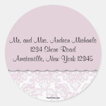 Elegant Pink Damask Return Address Sticker
