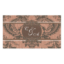 Elegant Pink Damask Wedding place card Business Card