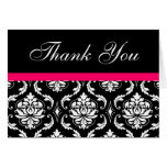 Elegant Pink Damask Wedding Thank You Note Cards