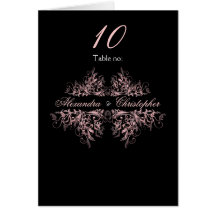 Elegant Pink Flower Swirls Table Number Card